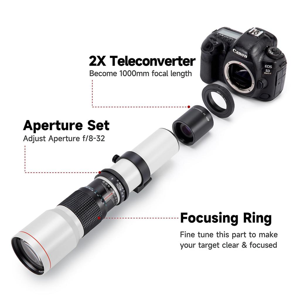 JINTU 500mm 1000mm Manual Super Telephoto Lens A7r A7s A7 A6500 A6300 A6000 A5100 A5000 A3000 3N Other Digital Mirrorless Cameras / F/8 NEX-7 NEX-6