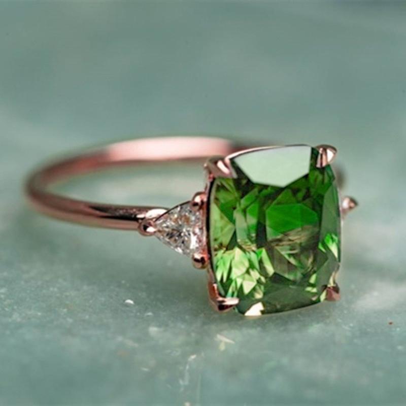 Кольца Huitan Bright Green Cubic Zirconia, роскошные обручальные кольца для женщин, золотого цвета, темперамент, элегантные женские украшения