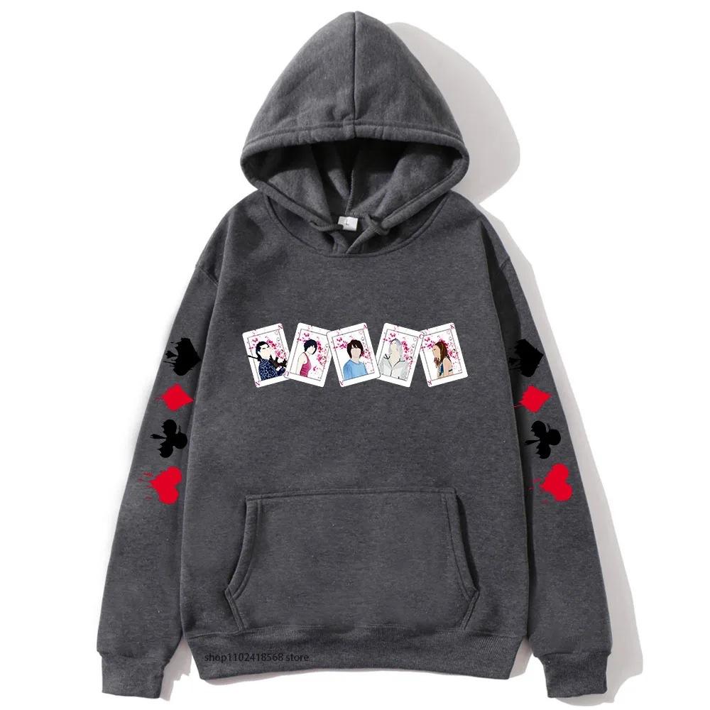 Толстовки Алиса в Пограничье для мужчин женщин Персонажи Карты Осень Зима Флис Уличная одежда