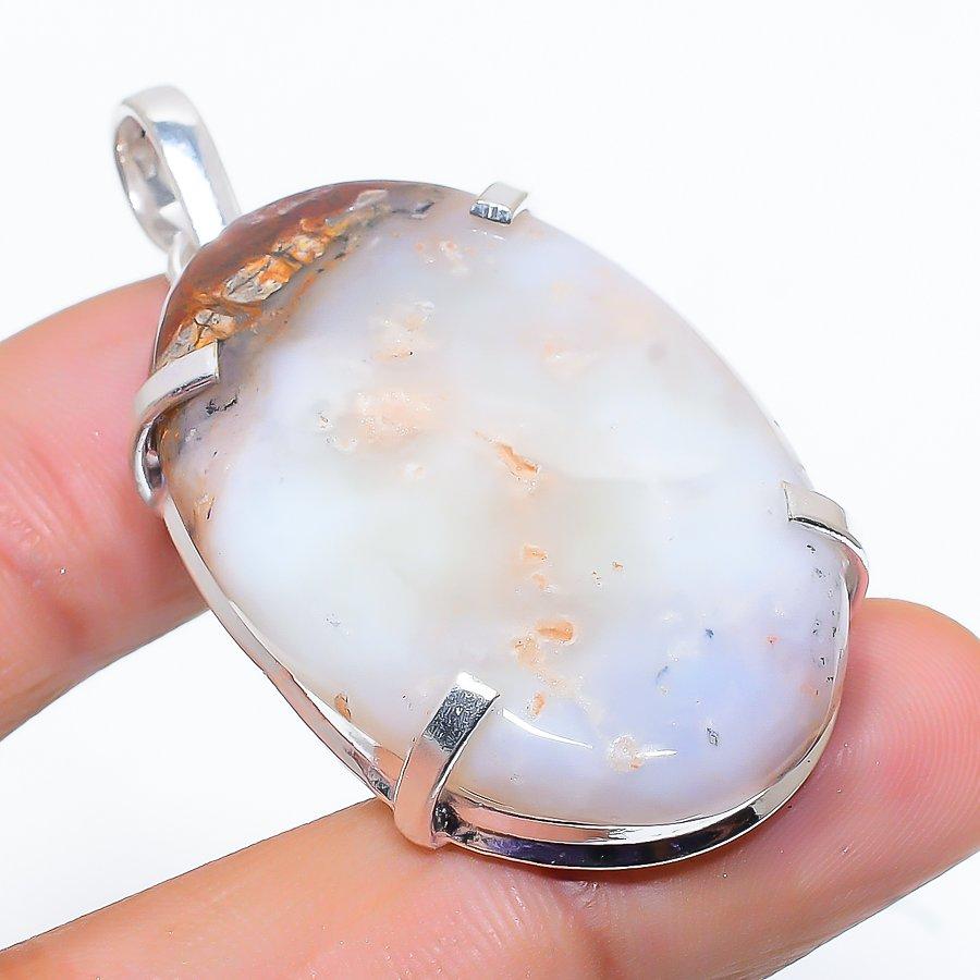 Natural Boulder Opal Gemstone Handmade 925 Sterling Silver Pendant 2.09" f4N07