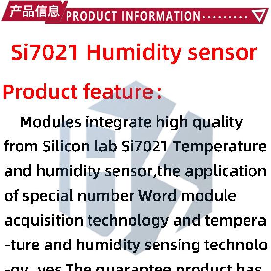 SI7021 temperature and humidity sensor features a high-precision I2C interface and an industrial-grade SI7021-A20-GM1R module
