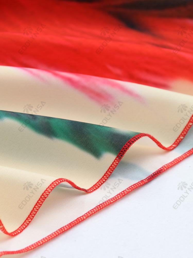 EDOLYNSA Плюс размер кафтан красный богемный принт летнее длинное пляжное платье женская домашняя одежда наряд купальный костюм накидка свободный кафтан