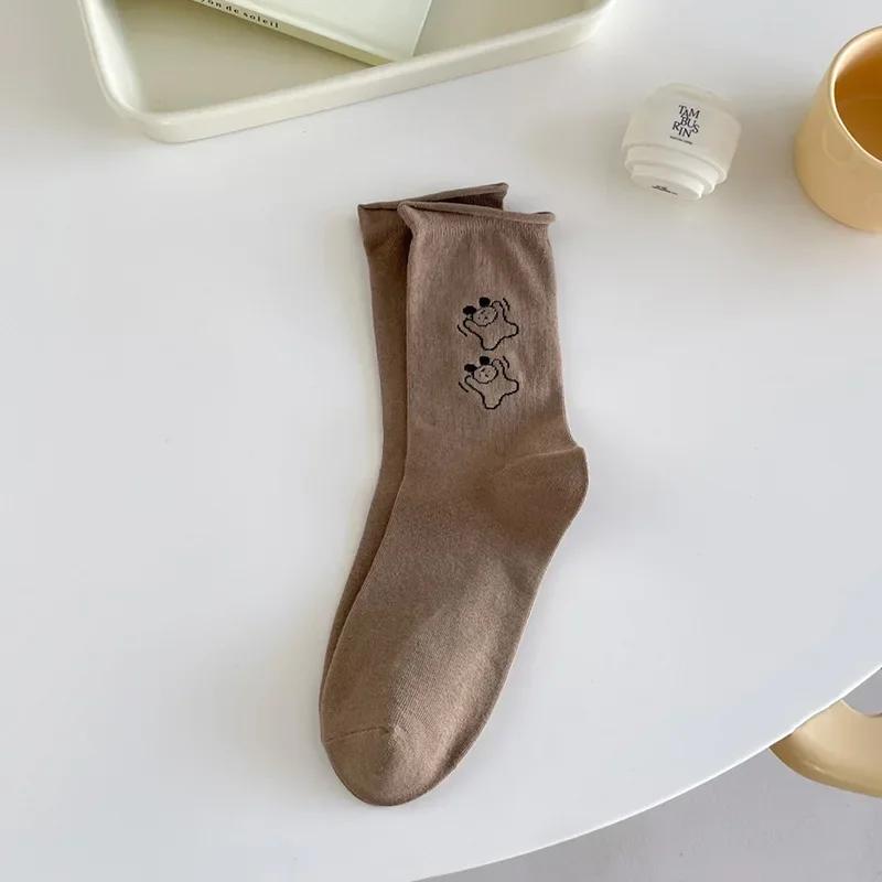 Милые носки с рисунком собаки из мультфильма в японском стиле Kawaii в горошек, женские носки в стиле Harajuku Vintage, корейская мода, уличная одежда, длинные хлопковые носки