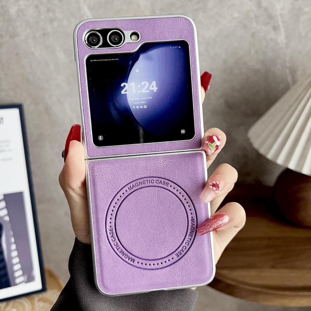 Магнитный чехол Samsung Galaxy Z Flip7 Retro Crazy Horse Grain для Flip6/5