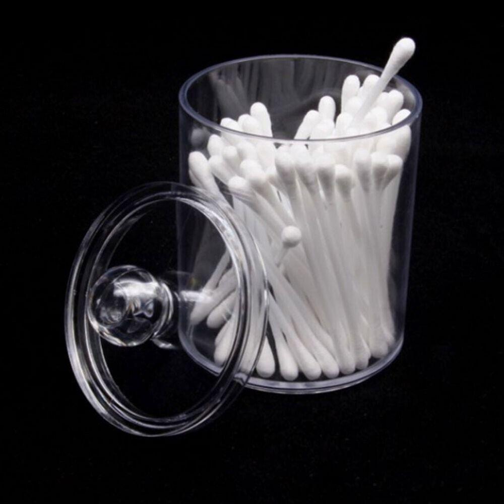Transparent Ear Bud Holder Plastic Cotton Swab Box Storage Box Storage Jar Case Jewelry Box