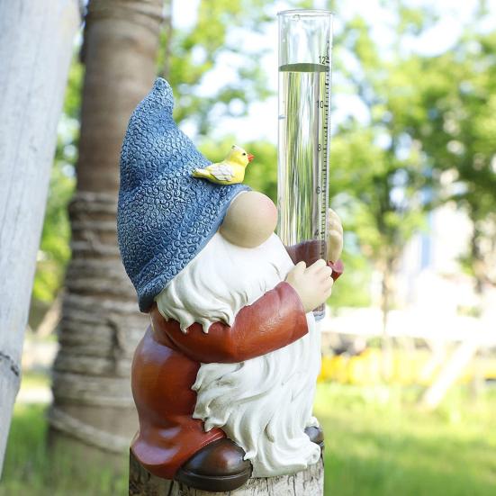 Датчик дождя Gnome Изысканный прочный водостойкий водомер из смолы Украшения Gnome для сада