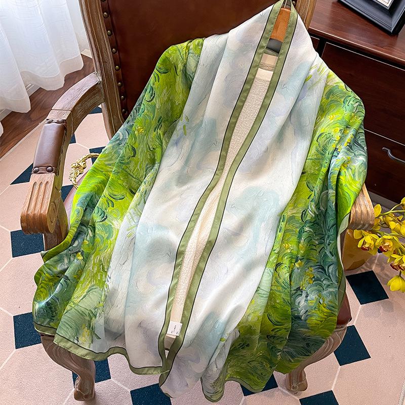 Shawl silk scarf women's versatile spring and autumn silk cheongsam with Hangzhou gift mother-in-law gift long scarf