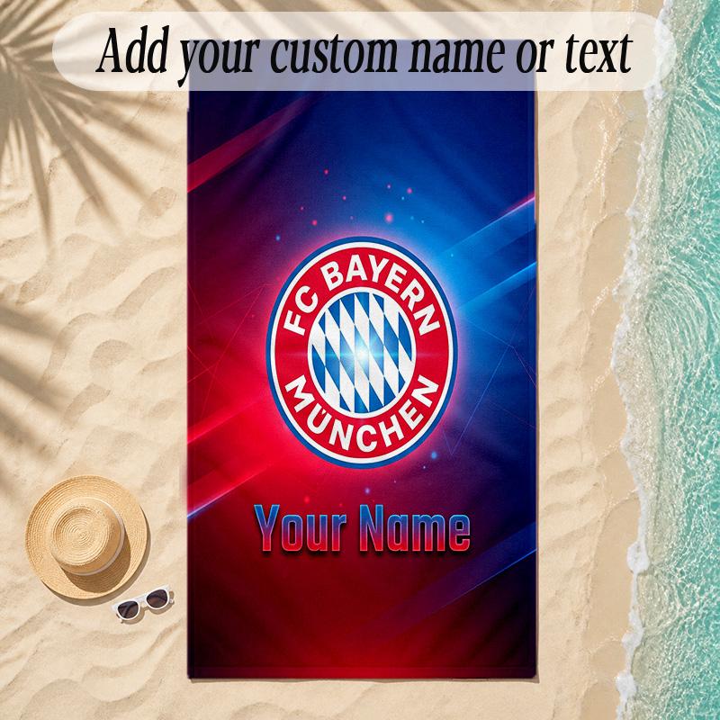 Beach TowelBayern Munich Custom Name Text Personalized Soft Towel for Beach Pool Indoor Home Decor Gift