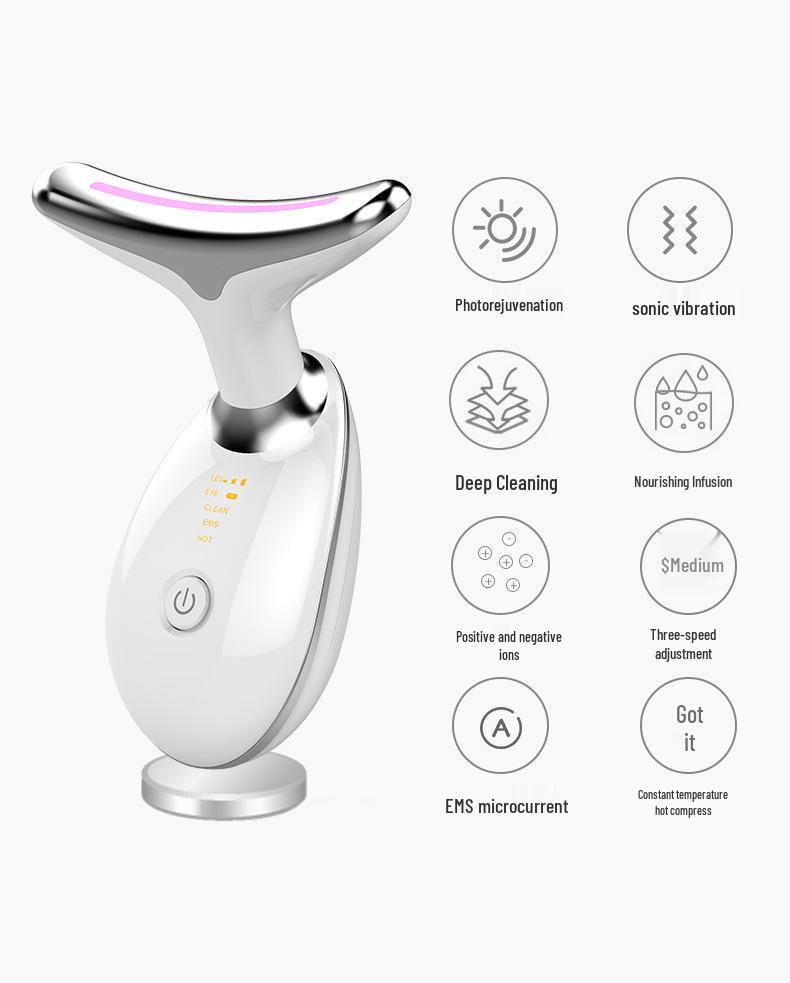 Трансграничный 7-цветный массажер для морщин на шее и вибрационный косметический прибор