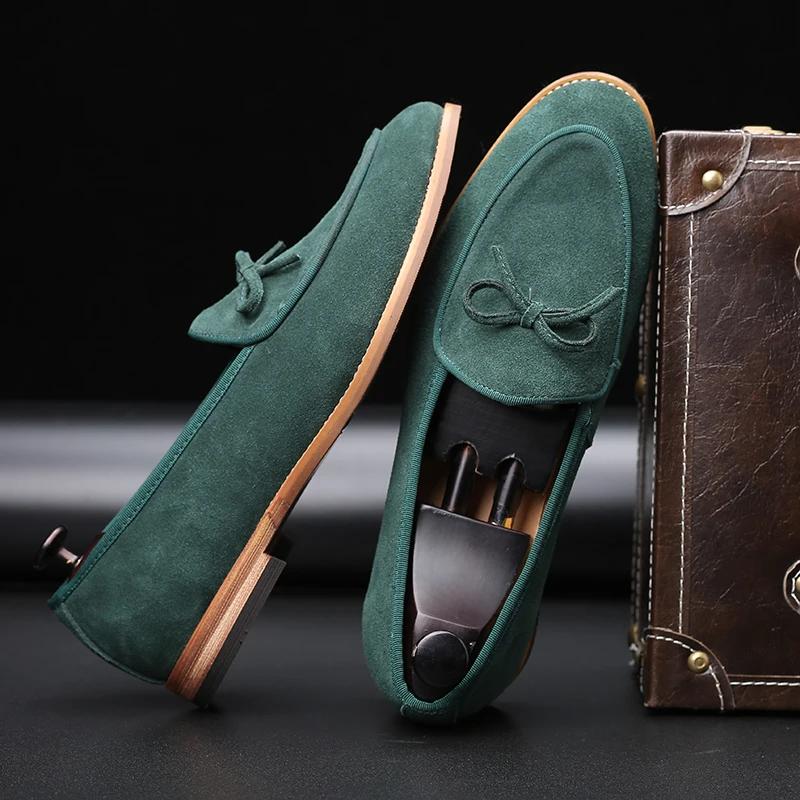 Fashion Men's Casual Shoes Cow Suede Genuine Leather Mens Slip-on Outdoor Driving Flats Classic Buckle Monk Loafers for Men