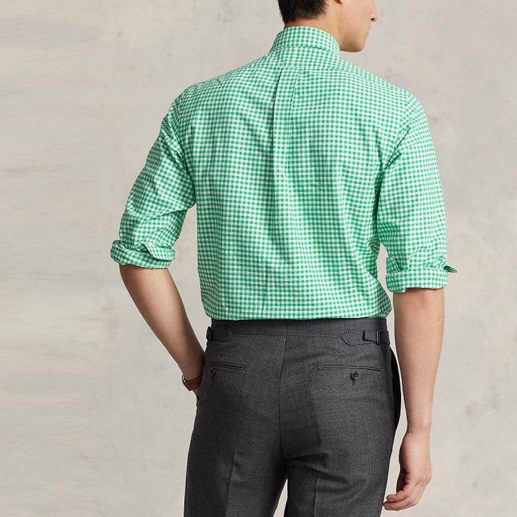 Polo Ralph Lauren SS23 Клетчатая рубашка поло с длинным рукавом Мужские рубашки Зеленые MNPOWOV16822863-999