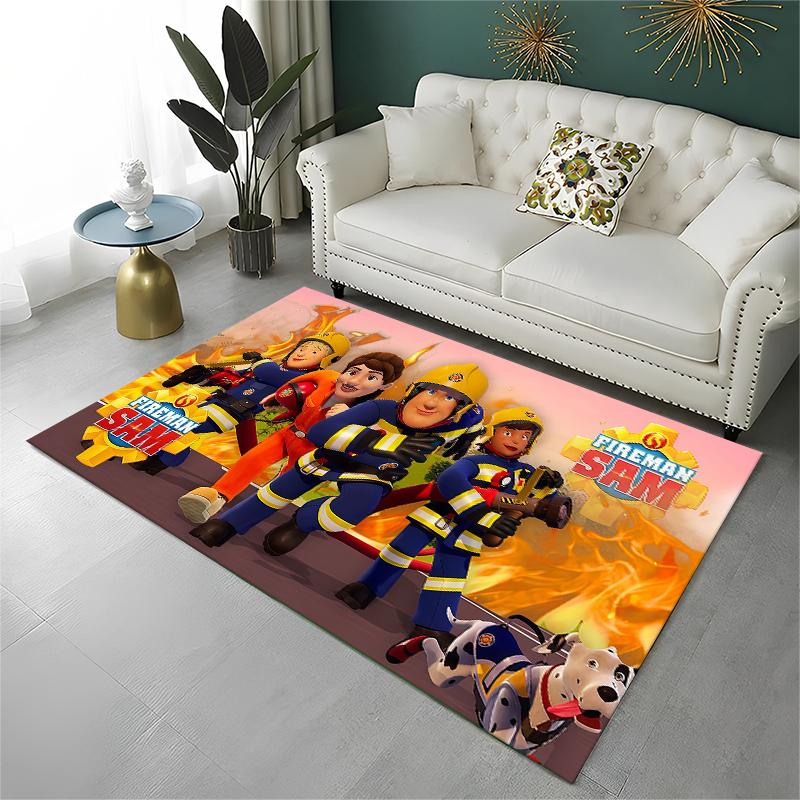 Cartoon Fireman Sam Non-Slip Area Rug for Living Room,Bedroom,Playroom,Soft Carpet Floor Mat Home Decor Rug Kids Room Gift
