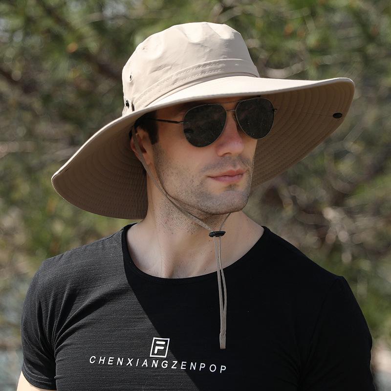 Шляпа с большими полями, мужская летняя шляпа от солнца, повседневная шляпа рыбака для отдыха на природе, корейская повседневная шляпа рыбака для отдыха на природе