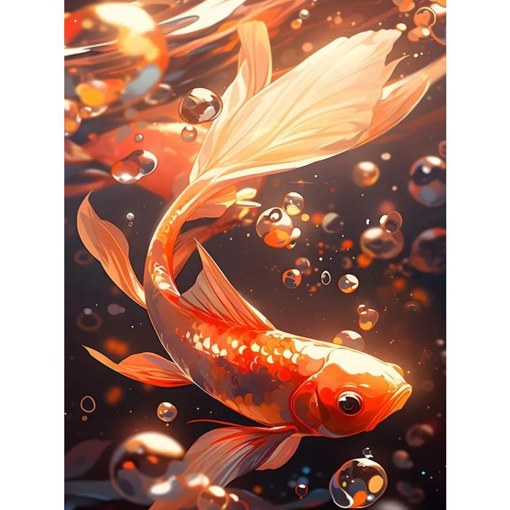 Алмазная картина, полная дрель, красивая круглая алмазная живопись, ручная работа, кои, синий цветок, животное, сделай сам, алмазная мозаика, картина, украшение для дома