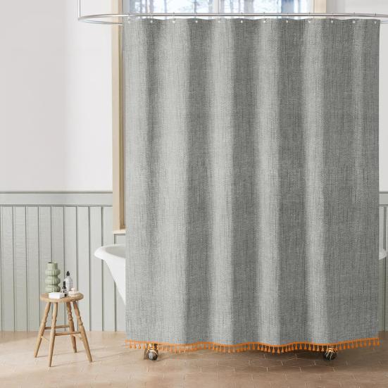 Бохо шторка для душа с кисточками, шторка для душа в стиле фермерского дома с бахромой, занавеска для ванной с люверсами и крючками для дома, автодома, декора ванной комнаты