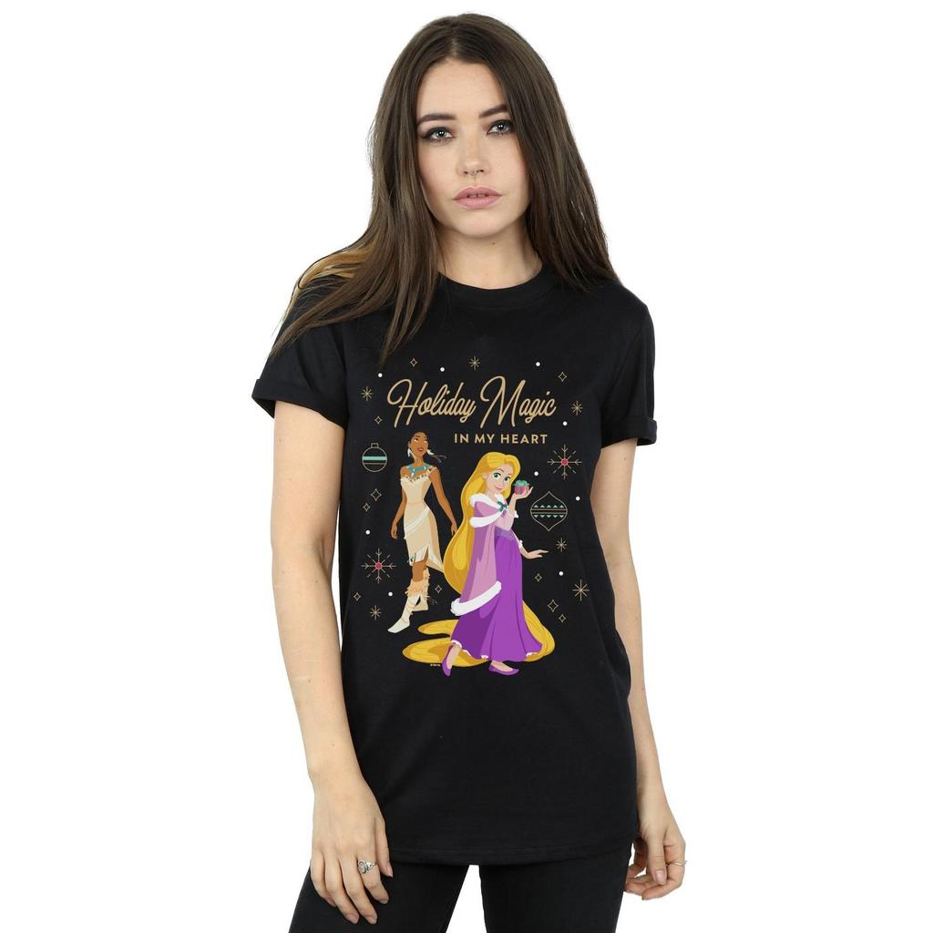 Disney Womens/Ladies Princess Holiday Magic In My Heart Cotton Boyfriend T-Shirt
