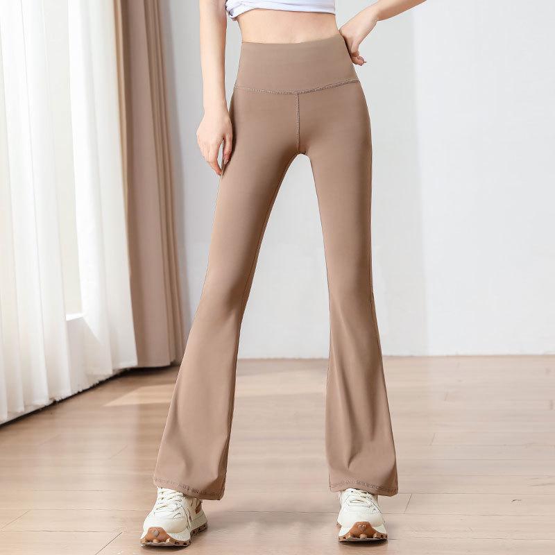 Женский комплект для йоги и пилатеса с высокой талией 2025: Брюки клеш и тренировочный топ