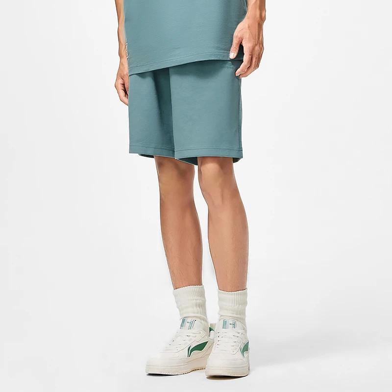 Li-Ning Прямые повседневные шорты с логотипом Pure Color, мужские брюки светло-зеленого цвета AKST079-6