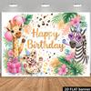 2D Plane Birthday Party Backdrop Jungle Animal Theme Birthday Background Animal Elements
