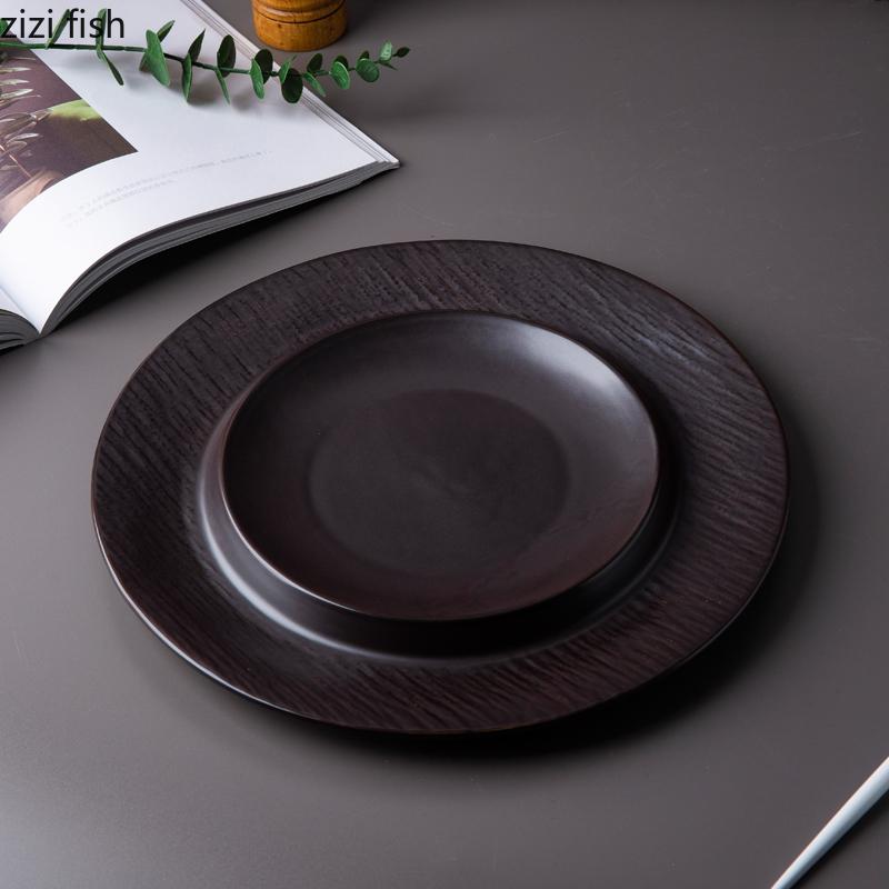 Круглая керамическая обеденная тарелка, суповая тарелка, тарелки для стейков в западном стиле, фруктовая тарелка, салатница, тарелки для суши, блюдо для димсамов, диск для жала