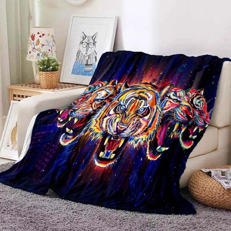 Мягкое плюшевое одеяло с изображением зверя, тигра, саблезубого мультфильма, фланелевое одеяло, одеяло для гостиной, спальни, кровати, дивана, пикника