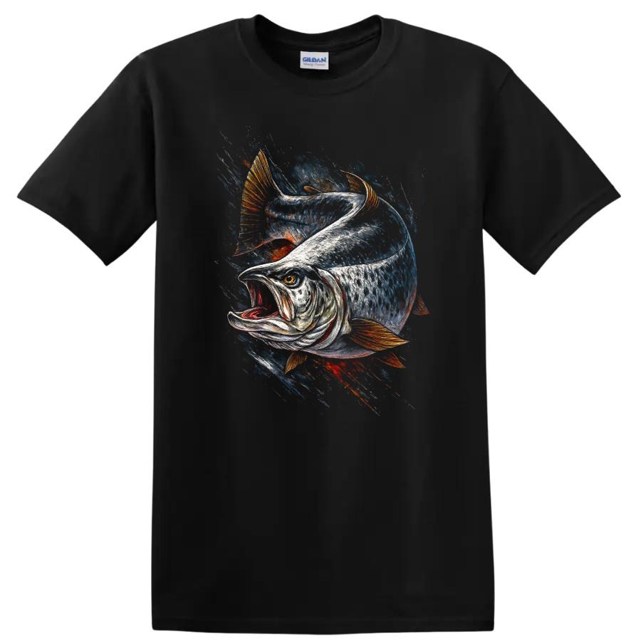Fish Art T Shirt for Anglers Fishing Graphic Tee Catch of the Day Design