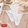 New 3Pcs/Set Sexy Lace Floral Panties For Women Low Waisted Thongs Briefs Sets Fashion Cozy Transparent Intimates Lingerie S-XL