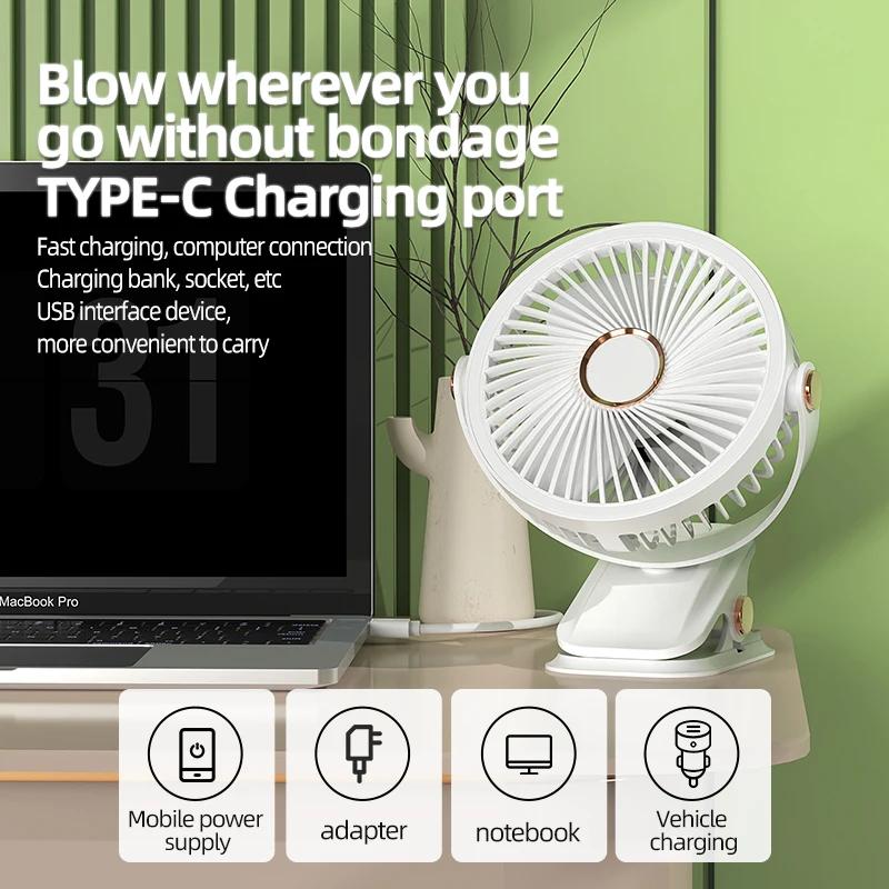 Camping Fan Rechargeable Desktop Portable Air Circulator Wireless Ceiling Electric Fan With LED Light Clip-on Room Home Fan