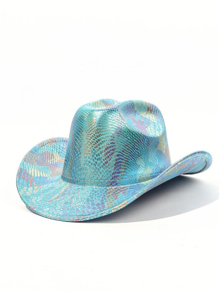 Яркая ковбойская шляпа для вечеринки, флуоресцентная шляпа рыцаря с большими полями, цилиндр в стиле вестерн