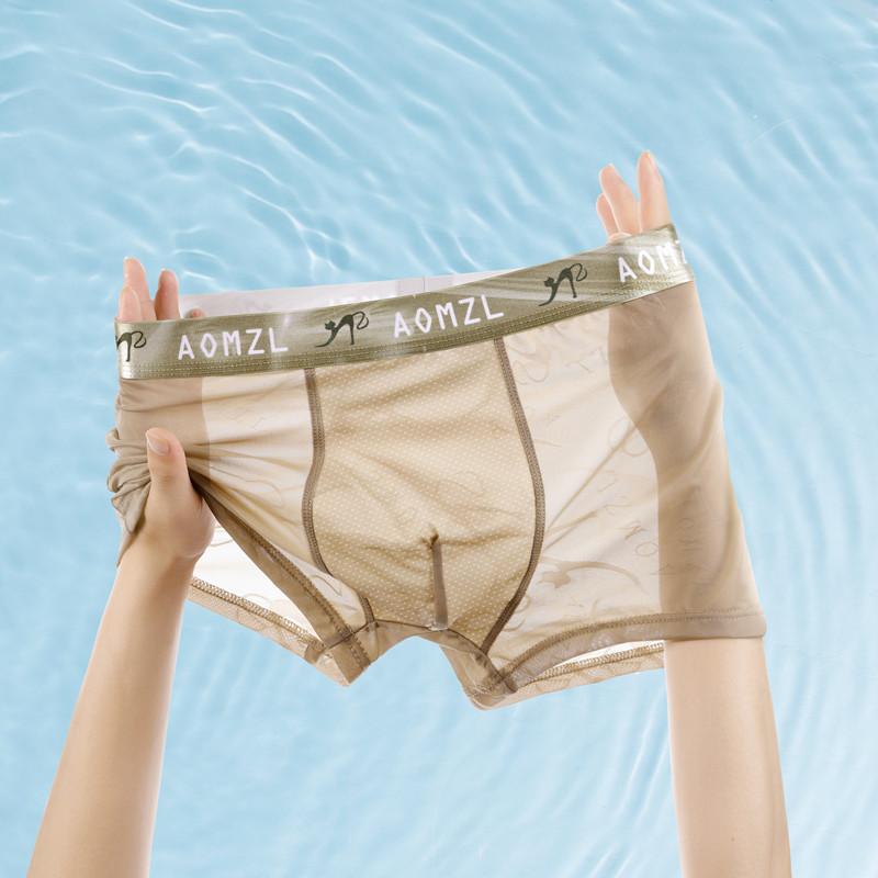 Новые мужские сексуальные трусы-боксеры из ледяного шелка в сетку, дышащие шорты-боксеры, модное нижнее белье