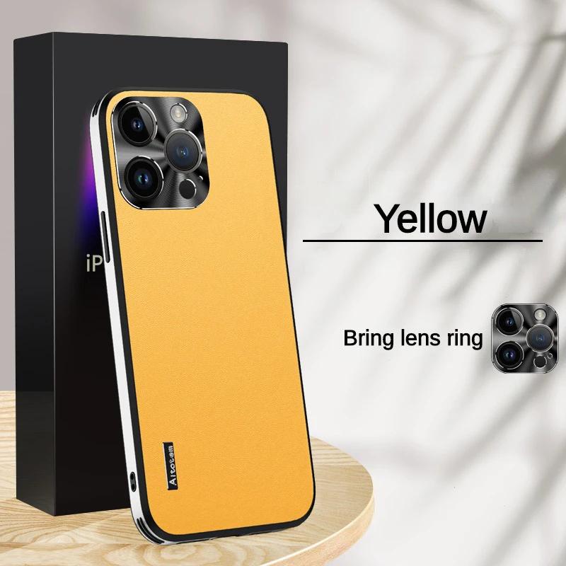 Мягкий кожаный чехол-накладка для телефона для IPhone 13 15 16 14 Plus 11 12 Pro Max, противоударные, защищающие от падений, с металлической защитой объектива
