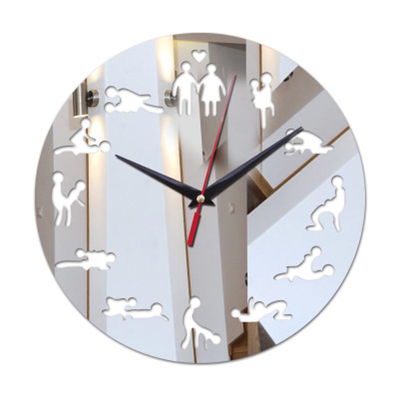 Веселые часы 24 часа, секс-часы, новинка, секс-позы, настенные часы, акриловые 3D зеркальные настенные часы, сделай сам, кварт