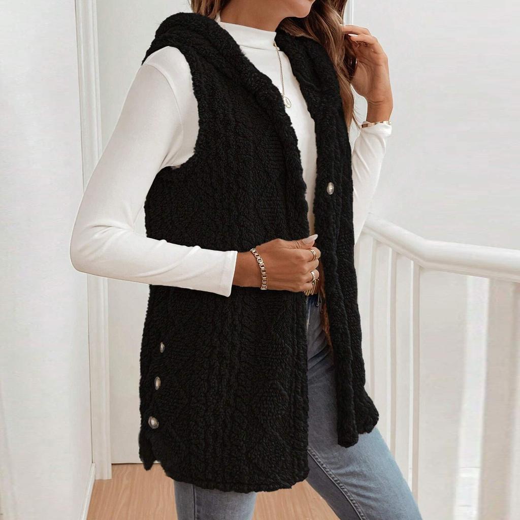 Women Long Trendy Plain Sleeveless Jacket Lightweight Warm Gilet Coat Outerwear