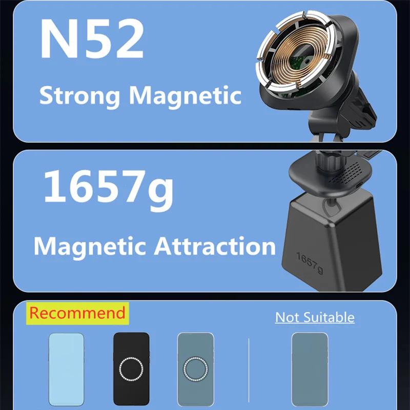 30 Вт Магнитное Беспроводное Автомобильное Зарядное Устройство Держатель Быстрая Зарядка Вентиляционное Отверстие Магнит Автомобильный Держатель Телефона Стойка для iPhone 15 14 13 Pro Max Mini
