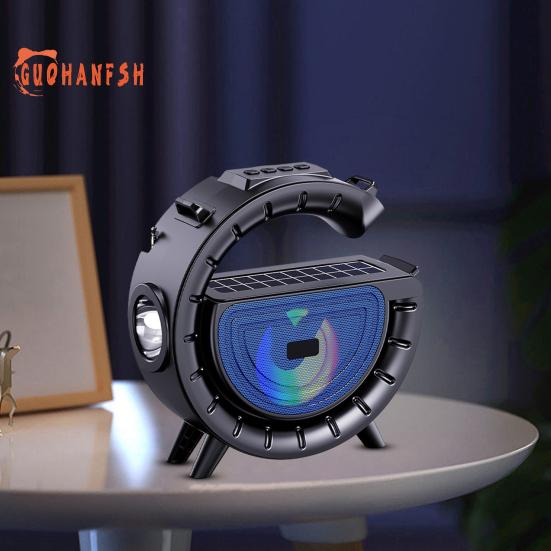 Bluetooth-совместимый динамик с солнечной зарядкой, музыкальным плеером, фонариком и FM-радио — незаменимый помощник для кемпинга на открытом воздухе