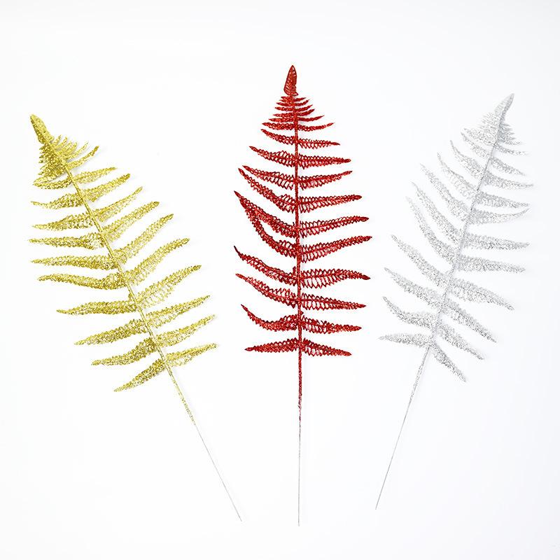 Рождественские украшения Блестящие ажурные персидские листья Золотая пыль Оливковые ветки Хвостики Елочные украшения Золотые листья