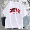 Футболка с графическим принтом Chicago Usa City Letter, женская уличная летняя футболка, повседневная, большого размера, с коротким рукавом, дышащая, классная футболка