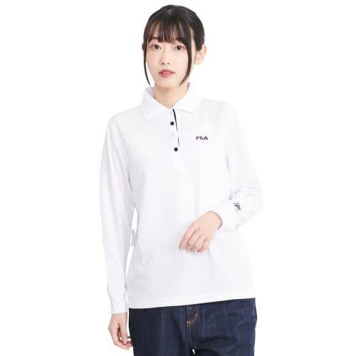 FILA Women DRY Long Sleeve Polo Shirt White Size M FL2028 Quick Dry UV Cut Antibacterial Odor Resistant Sportswear