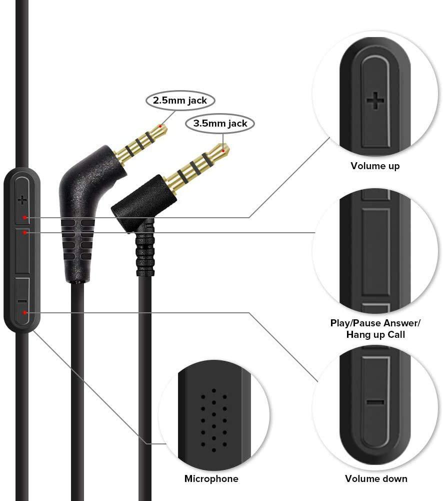 High quality audio cable For Bose QC3 Headset 3.5mm to 2.5mm plug Original version with microphone thread