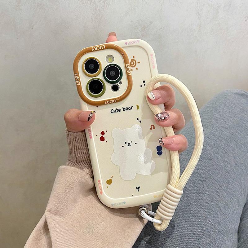 Cute Bear Suitable for Iphone16promax Mobile Phone Case 12 Apple 15plus Cartoon 13mini Anti-fall 14