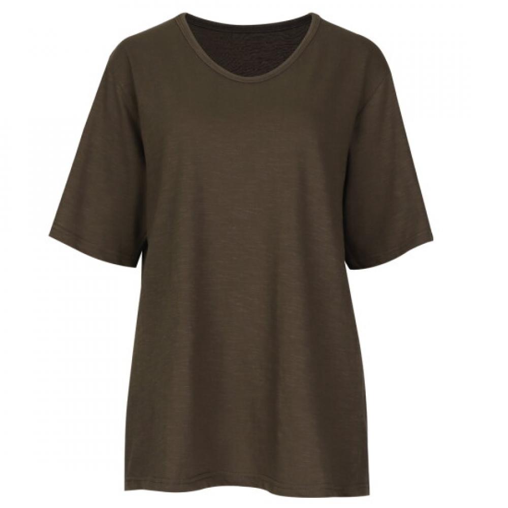 Shop Loose FiT V Neck ShorT sleeVe T shirT Brown Dai Wsh 0521