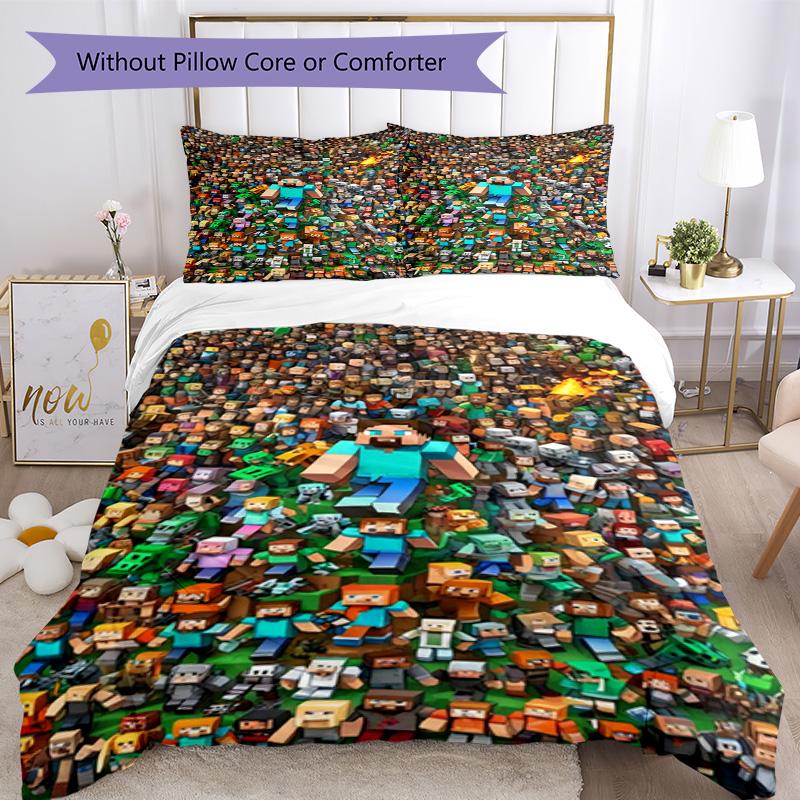 Minecraft Duvet Cover Set Design for Guest Room Lightweight Christmas Gift