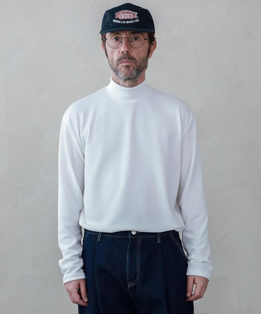 ESN Ribbed Half Turtleneck Knit T-Shirt White
