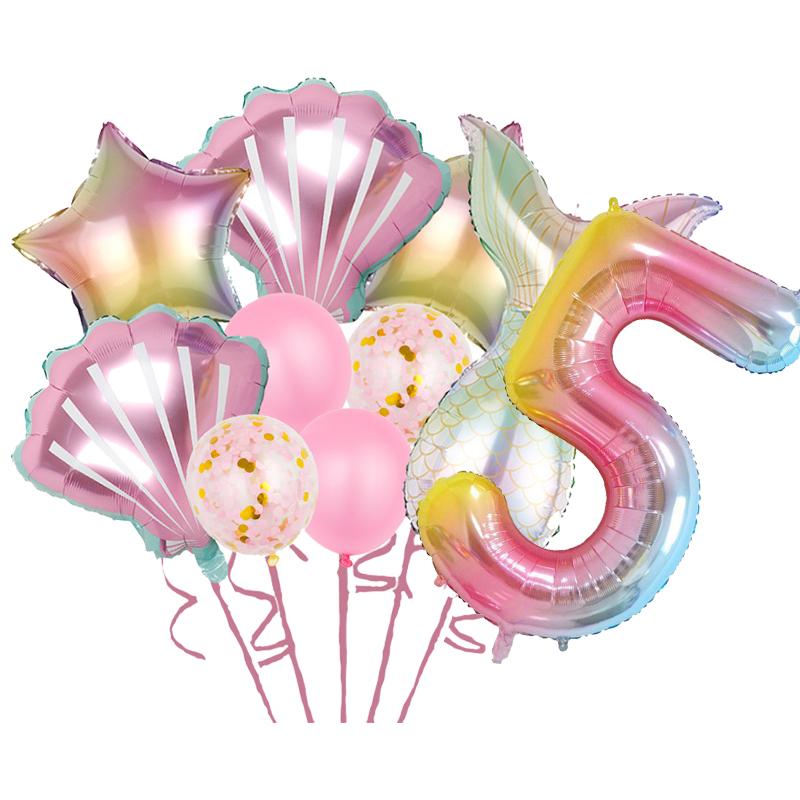 Mermaid Birthday Party Decorations Tableware Set Paper Cups Plates Tablecloth Backdrop Birthday Theme Event Supplies For Kids