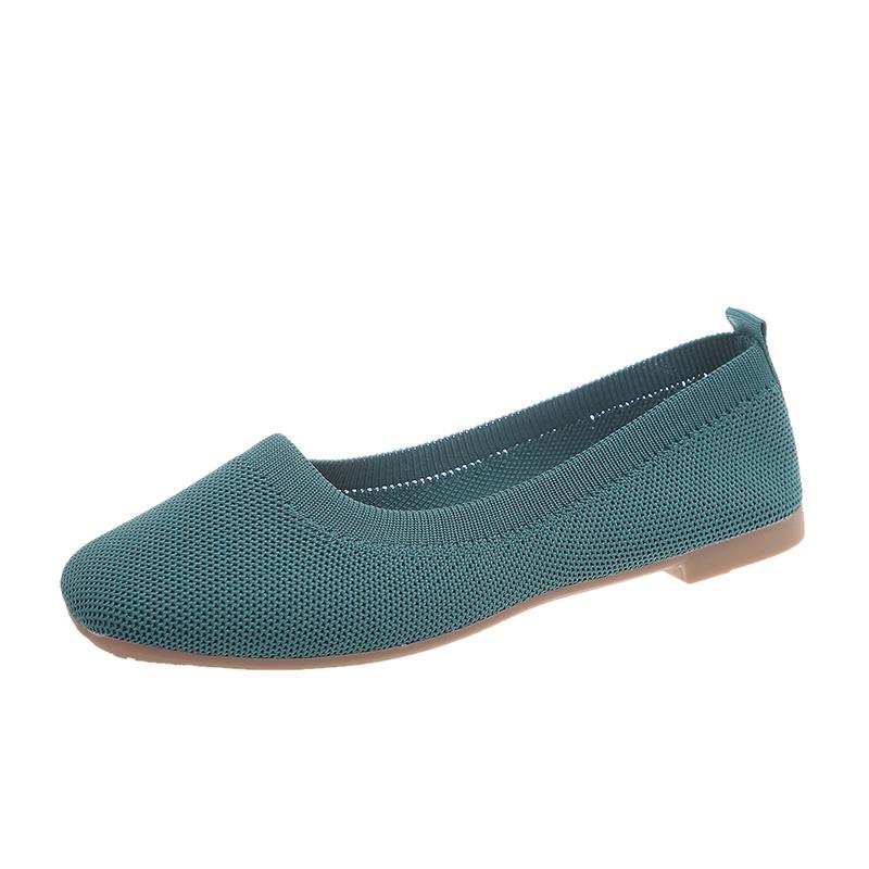 Fashion Women's Ballet Flats Knitting Casual Shoes Slip-on Cute Ballerina Casual Leather Without Heels Comfortable Low Price Shoe New In