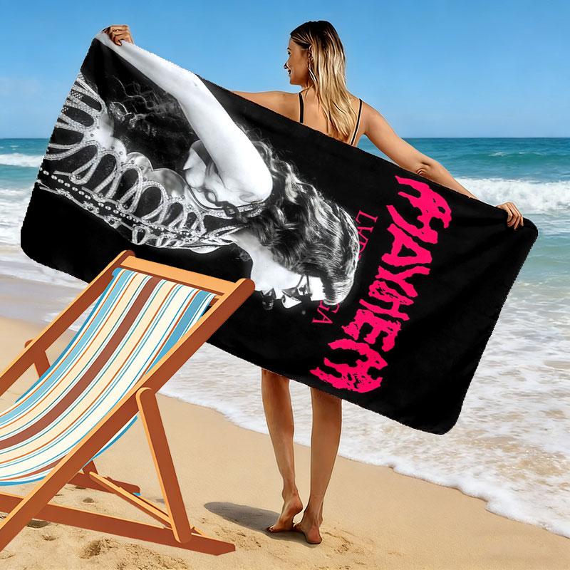 Lady Gaga Bold Print Beach Towel, Large Soft Quick Dry Towel for Beach Camping Swimming