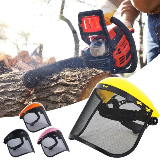 Safety Face Shield with Mesh Visor Ventilated Protective Helmet Chainsaw Safety Shield for Forestry Work Yard Work Weeding