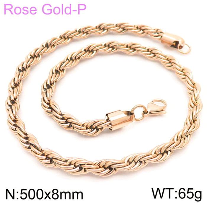 Durable Stainless Steel Rope Chain Necklace - Multi-Size, Titanium Steel for Men and Women