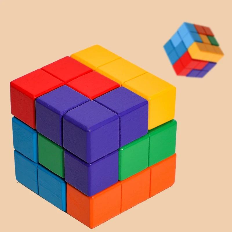 НОВЫЕ 3D Деревянные Игрушки Кубик Сома Дети Раннее Образование Строительный Блок Монтессори Головоломка Игры Игрушки Штурм Мозга Игра Сенсорная Игрушка
