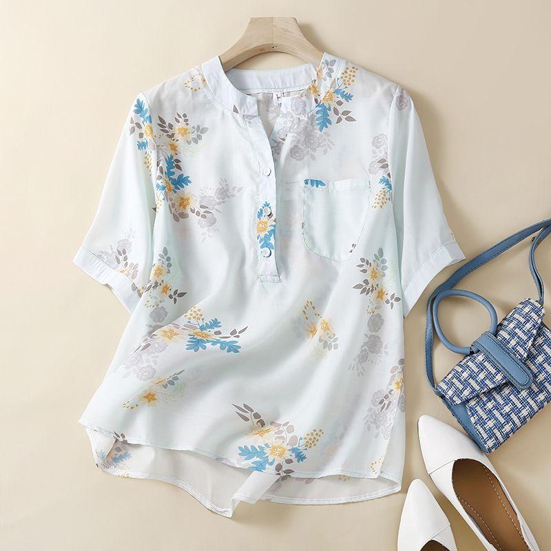 Летняя свободная рубашка с короткими рукавами из рами, повседневная универсальная, с художественным принтом, из хлопка и льна, блузки